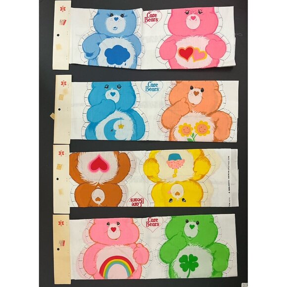 Vintage Spring Industries Care Bear Fabric Cut Panels 8 Bears Uncut - Picture 1 of 3